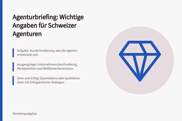 Three colleagues engaged in a collaborative meeting, surrounded by notepads and a laptop in a modern office. Agenturbriefing erstellen: Welche Angaben brauchen Schweizer Agenturen?